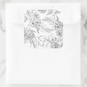 Moderne Romantische Lijntekening van Wilde Bloemen Vierkante Sticker (Tas)