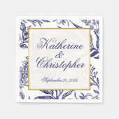 Moderne romantische marine blauw goud botanische b servet (Voorkant)