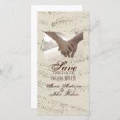 Moderne Romantische Muziek noten Muzikale Bruiloft Save The Date (Voorkant / Achterkant)