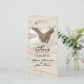 Moderne Romantische Muziek noten Muzikale Bruiloft Save The Date (Staand voorkant)