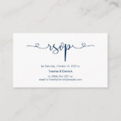 Moderne romantische Navy Blue font, Wedding RSVP Informatiekaartje (Voorkant)