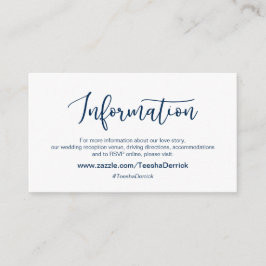 Moderne romantische Navy font, Wedding Details, RS Informatiekaartje