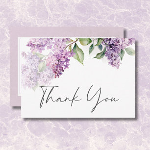 Moderne romantische Paarse & Sage Lilacs bruiloft Bedankkaart
