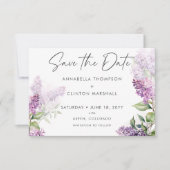 Moderne romantische Paarse & Sage Lilacs bruiloft Save The Date (Voorkant)