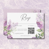 Moderne Romantische Paarse & Sage Lilacs QR-code RSVP Kaartje
