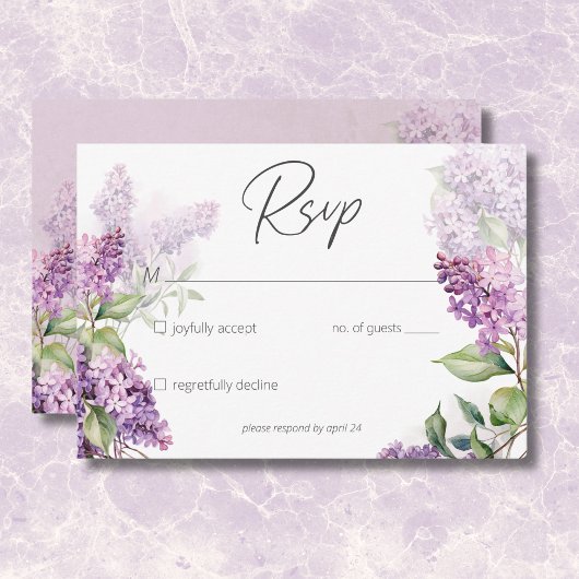 Moderne romantische Paarse & Sage Lilacs RSVP Kaartje