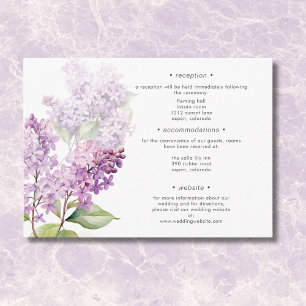 Moderne Romantische Paarse Sage Lilacs Trouwdetail Informatiekaartje