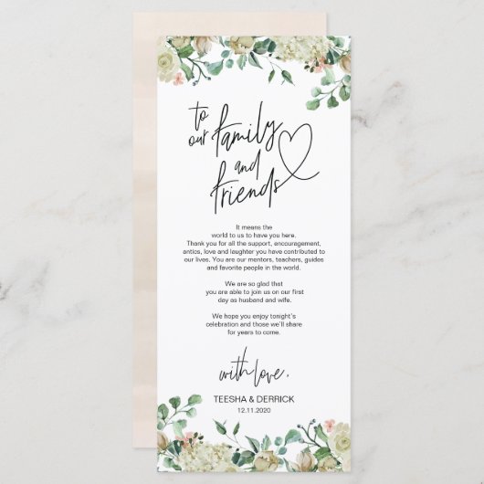 Moderne romantische plaats instelling dank u kaart (Voorkant / Achterkant)