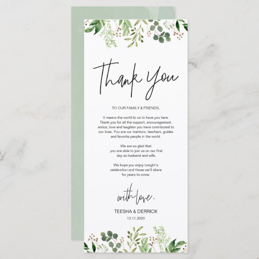 Moderne romantische plaats instelling dank u kaart (Voorkant / Achterkant)