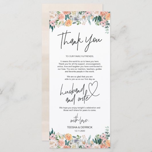 Moderne romantische plaats instelling dank u kaart (Voorkant / Achterkant)