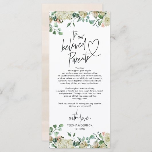 Moderne romantische plaatsinstelling Hartelijk kaa Programmakaart (Voorkant / Achterkant)