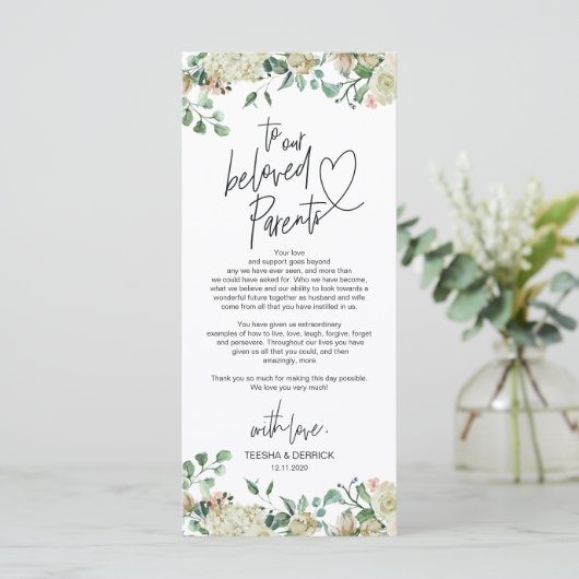 Moderne romantische plaatsinstelling Hartelijk kaa Programmakaart (Staand voorkant)