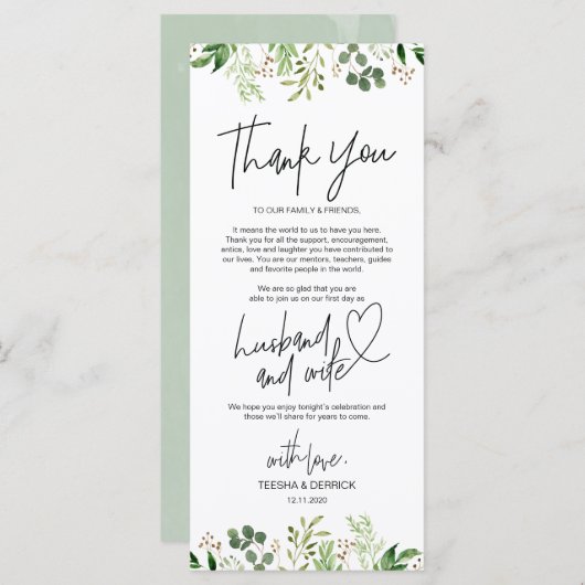 Moderne romantische plaatsinstelling Hartelijk kaa Programmakaart (Voorkant / Achterkant)