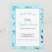 Moderne Romantische Roos en Bloemige Bruidsdouche Kaart (Voorkant / Achterkant)