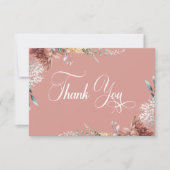 Moderne romantische roze tuin bloemenbruiloft bedankkaart (Voorkant)