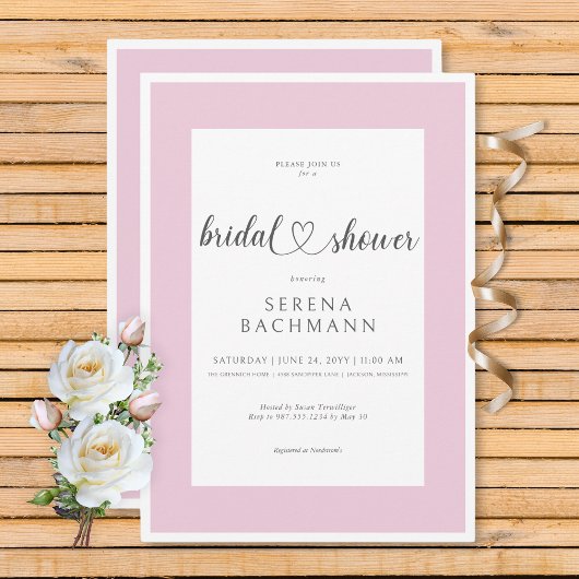 Moderne Romantische Roze & Witte Bruidsdouche Kaart