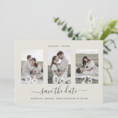 Moderne Romantische Script Photo Collage Save The Date (Staand voorkant)