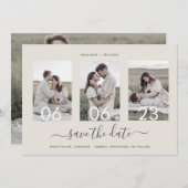 Moderne Romantische Script Photo Collage Save The Date (Voorkant / Achterkant)