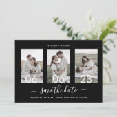 Moderne Romantische Script Photo Collage Save The Date (Staand voorkant)