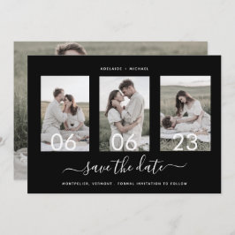 Moderne Romantische Script Photo Collage Save The Date