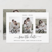 Moderne Romantische Script Photo Collage Save The Date (Voorkant / Achterkant)