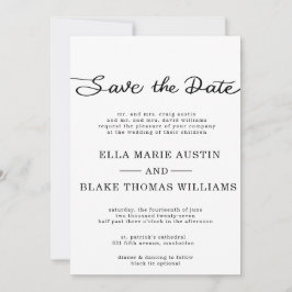 Moderne romantische script save the date kaart