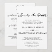 Moderne romantische script save the date kaart (Voorkant / Achterkant)