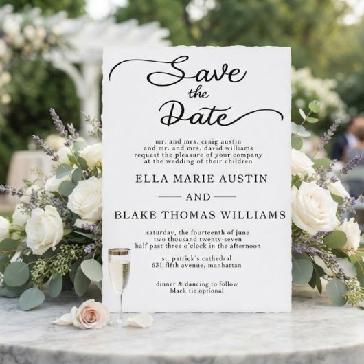 Moderne romantische script save the date kaart