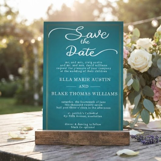 Moderne romantische script save the date kaart