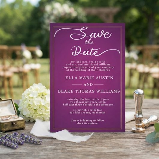 Moderne romantische script save the date kaart
