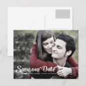 Moderne romantische scriptfoto Sla de datum op Aankondigingskaart (Voorkant / Achterkant)