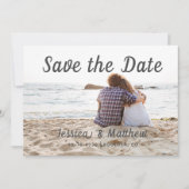 Moderne Romantische Strand 3 Foto's van Koppel Save The Date (Voorkant)