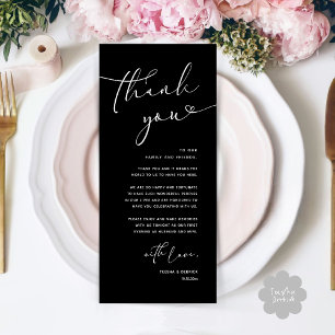 Moderne Romantische Trouwontvangst Bedankkaart Programmakaart