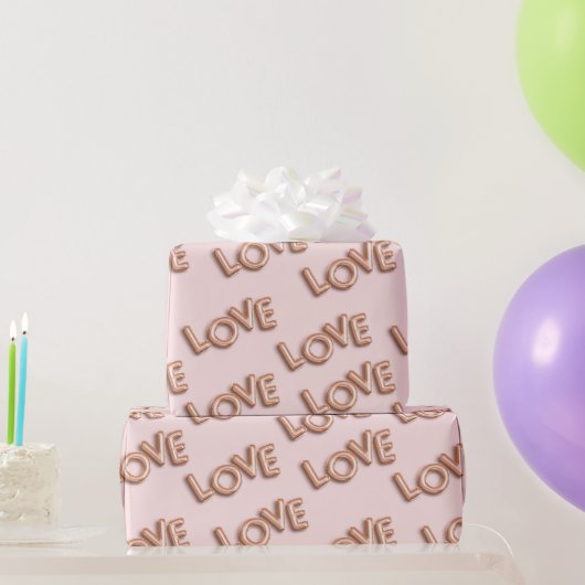 Moderne Romantische Valentijn LIEFDE Roze Cadeaupapier (Feestgeschenken)