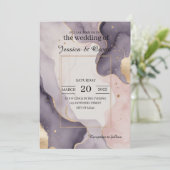 Moderne Romantische Waterverf Blush Gold Foil Wedd Kaart (Staand voorkant)