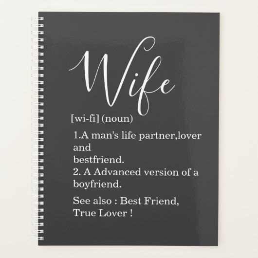 Moderne romantische wife cadeau met tekst planner (Voorkant)