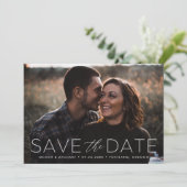 Moderne romantische witte overlay foto save the date (Staand voorkant)