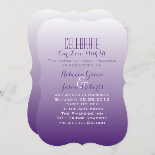 moderne romantische zomer lila ombre paarse bruilo kaart (Voorkant / Achterkant)