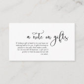 Moderne romantische zwarte doopvont, een nota over informatiekaartje (Voorkant)