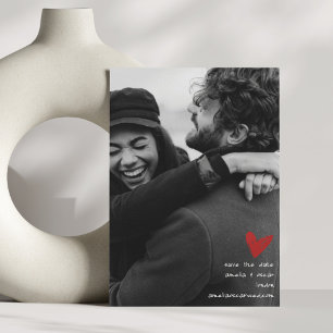 Moderne Romantische Zwarte en Witte Trouw Hart Save The Date