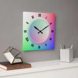 Moderne Romeinse cijfers en leuke Pastel Rainbow D Vierkante Klok