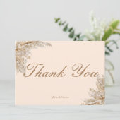 Moderne Romige pampas gras bruiloft Bedankkaart (Staand voorkant)