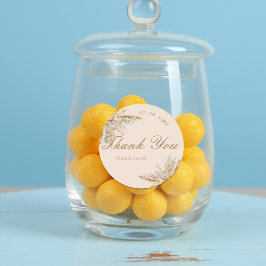 Moderne romige pampas gras bruiloft dank u ronde sticker