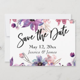 Moderne Rommelige Abstracte Aquarel Bloemen Save The Date