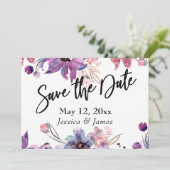 Moderne Rommelige Abstracte Aquarel Bloemen Save The Date (Staand voorkant)