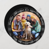 Moderne Ronde Aangepaste foto Zwarte Grijze Buffal Feestdagenkaart (Voorkant / Achterkant)