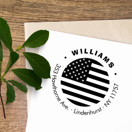 Moderne Ronde Amerikaanse Vlag - Aangepast retoura Rubberstempel