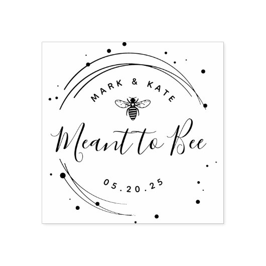 Moderne Ronde 'Bestemd om Bij te zijn' Honing Brui Rubberstempel (Afrduk)