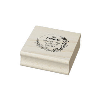 Moderne ronde bloemenkrans rubberstempel