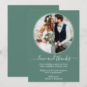 Moderne ronde foto Lijst Eucalyptus Green Wedding Bedankkaart (Voorkant / Achterkant)